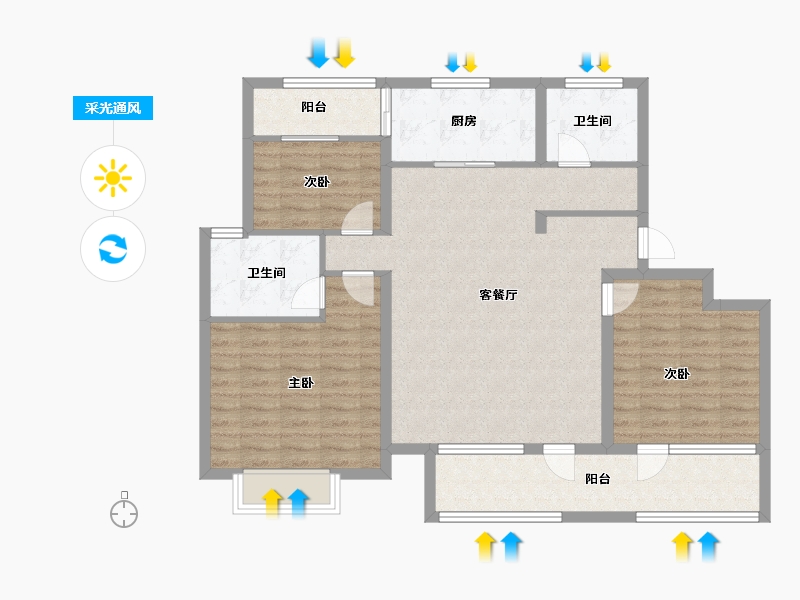 甘肃省-武威市-青岛花园-102.67-户型库-采光通风