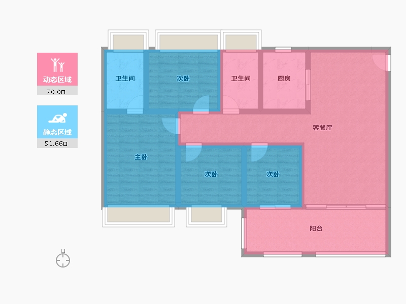 云南省-玉溪市-环球融创蔚蓝城-108.55-户型库-动静分区