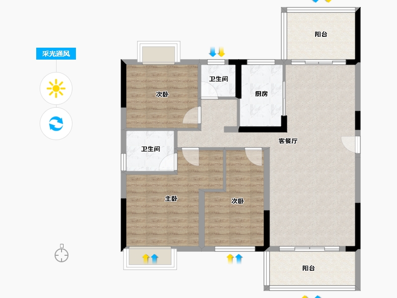 广西壮族自治区-崇左市-金龙湖畔-97.79-户型库-采光通风