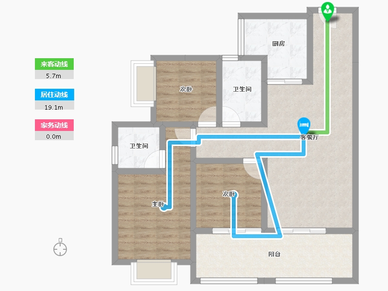 云南省-玉溪市-环球融创蔚蓝城-88.61-户型库-动静线