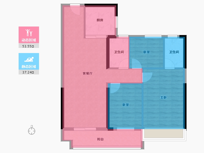 湖北省-荆门市-碧桂园楚悦台-81.45-户型库-动静分区