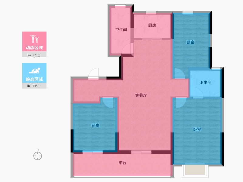 河南省-郑州市-思念果岭·岭尚桃源-100.00-户型库-动静分区