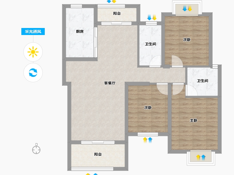 湖北省-荆门市-岚光·瑞丽湾-92.92-户型库-采光通风