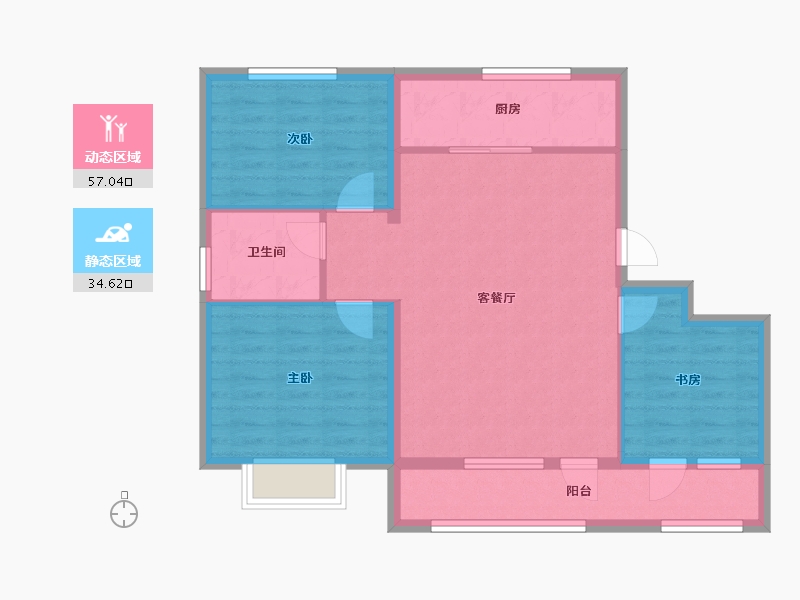 甘肃省-武威市-青岛花园-82.40-户型库-动静分区