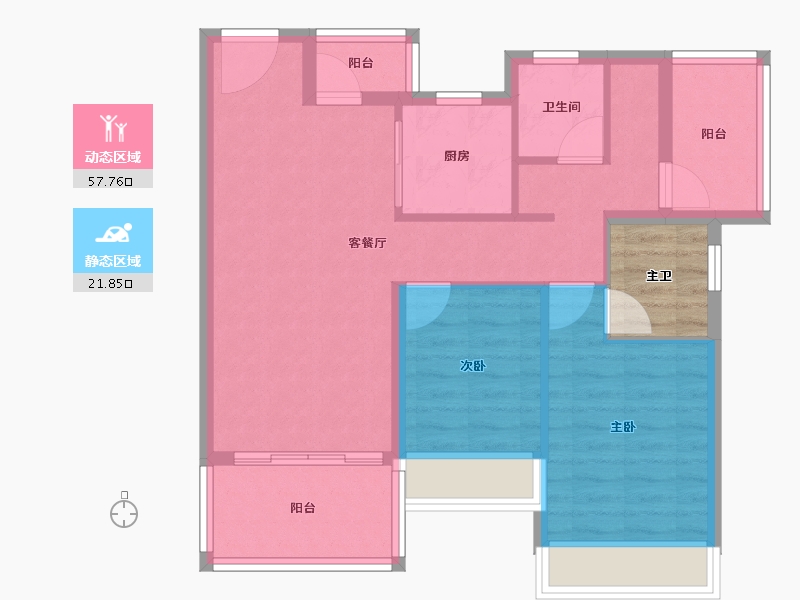 广东省-河源市-龙光玖云臺-74.82-户型库-动静分区