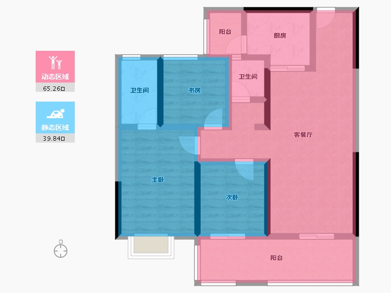 云南省-玉溪市-万科五街坊-92.56-户型库-动静分区