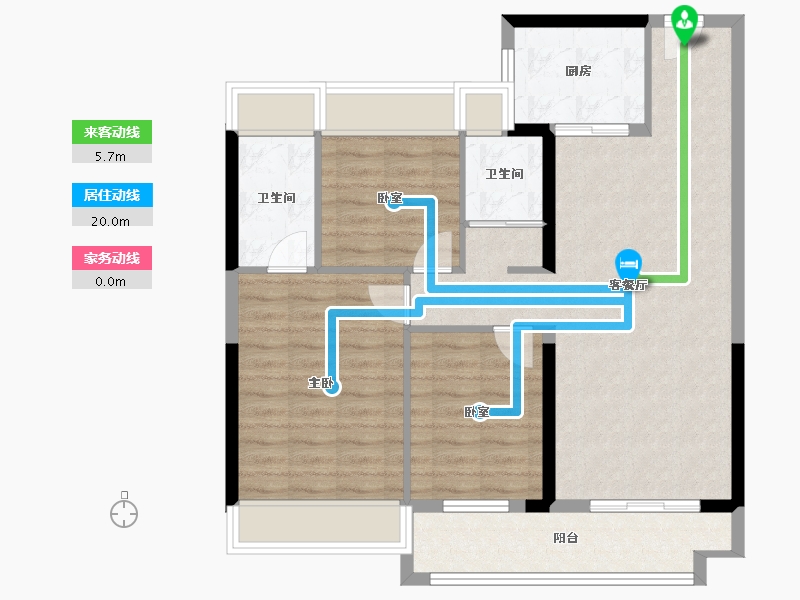 湖北省-荆门市-碧桂园楚悦台-88.31-户型库-动静线