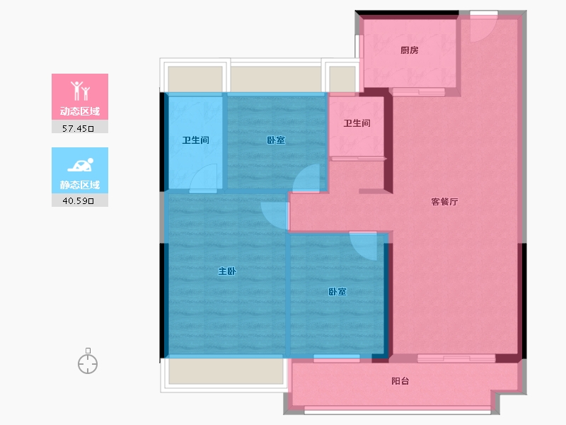 湖北省-荆门市-碧桂园楚悦台-88.31-户型库-动静分区