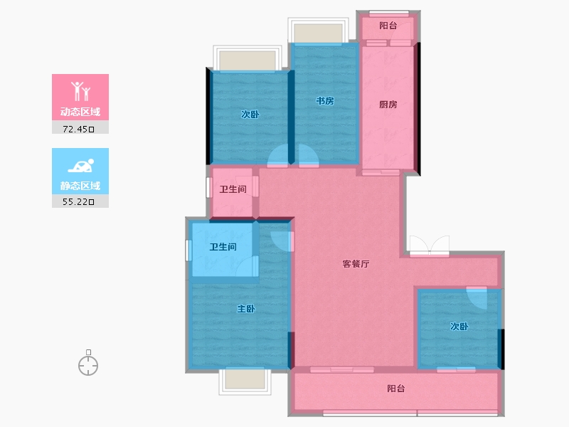 云南省-玉溪市-富康城·伴山云麓-113.06-户型库-动静分区