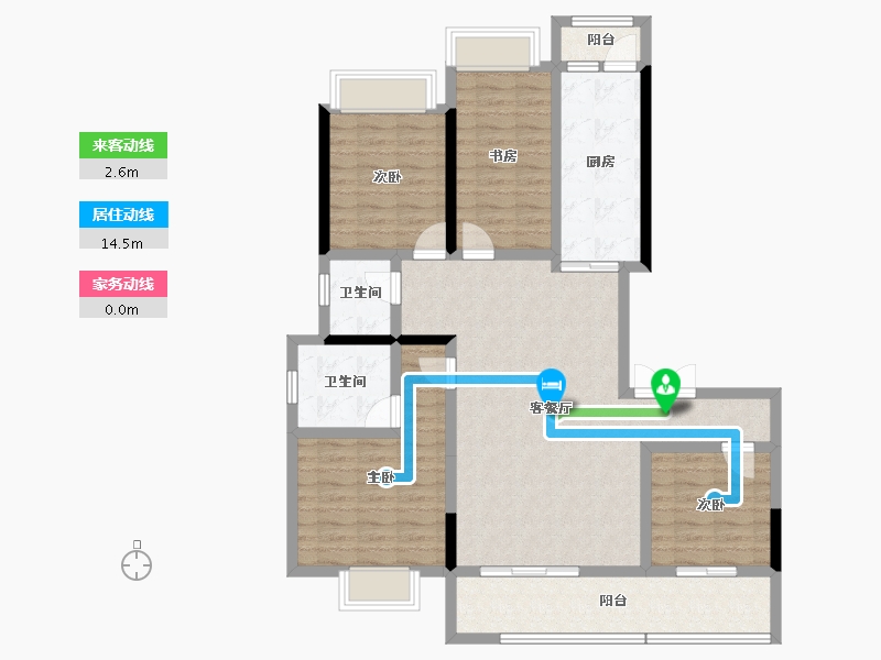 云南省-玉溪市-富康城·伴山云麓-113.06-户型库-动静线