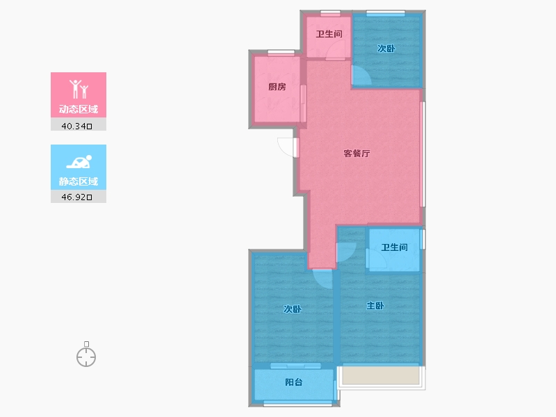 浙江省-杭州市-启航城-89.50-户型库-动静分区