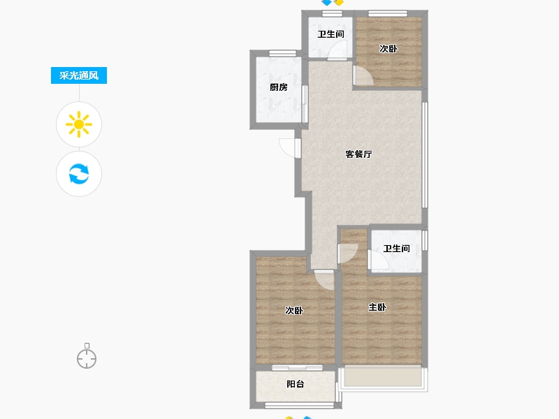 浙江省-杭州市-启航城-89.50-户型库-采光通风