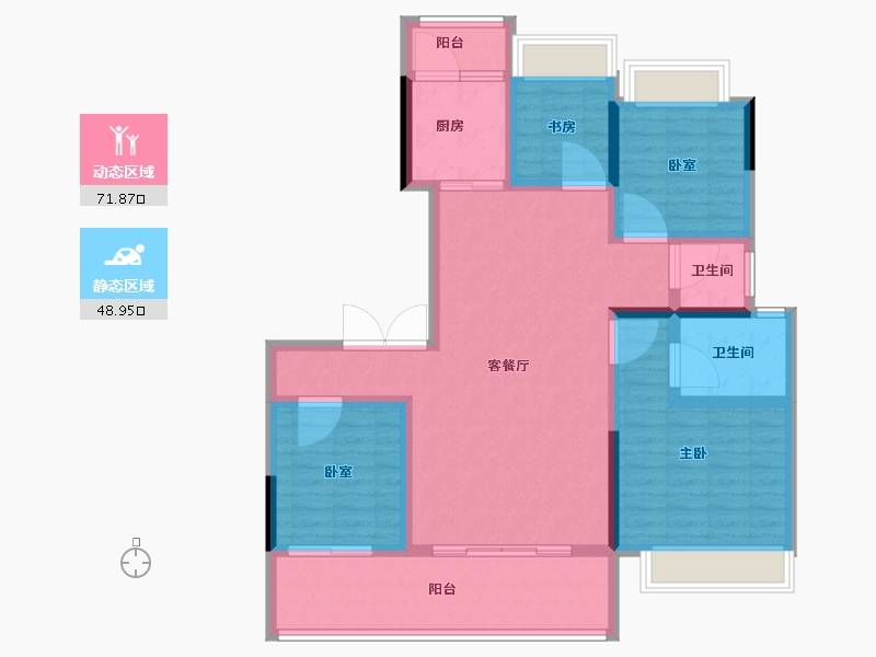 云南省-玉溪市-富康城·伴山云麓-108.00-户型库-动静分区