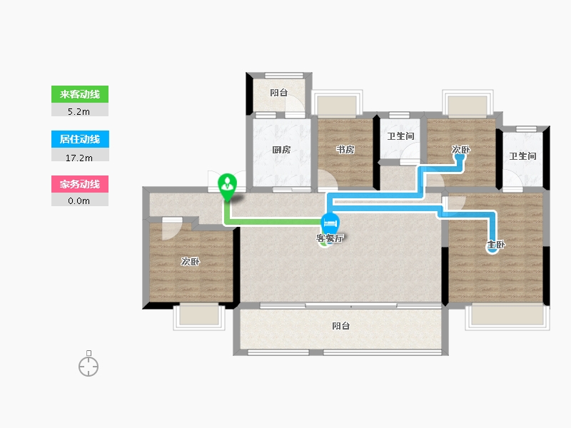 云南省-玉溪市-富康城·伴山云麓-106.31-户型库-动静线