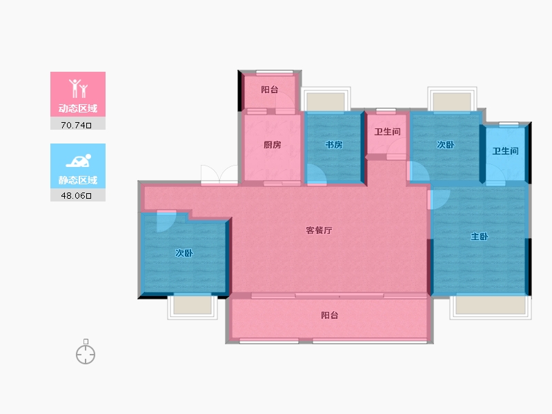 云南省-玉溪市-富康城·伴山云麓-106.31-户型库-动静分区