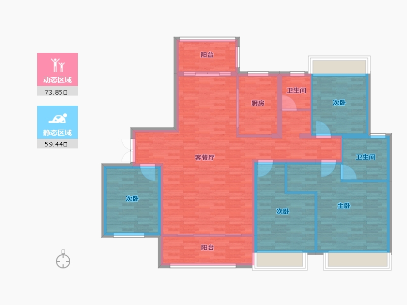 湖南省-湘西土家族苗族自治州-凤凰德馨园-120.46-户型库-动静分区