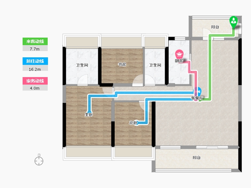 湖北省-荆门市-碧桂园楚悦台-105.26-户型库-动静线