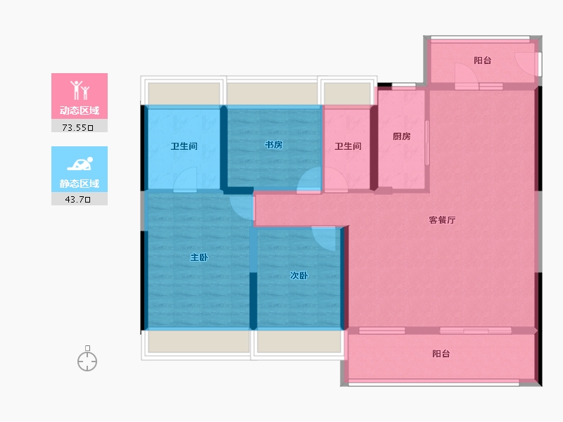 湖北省-荆门市-碧桂园楚悦台-105.26-户型库-动静分区