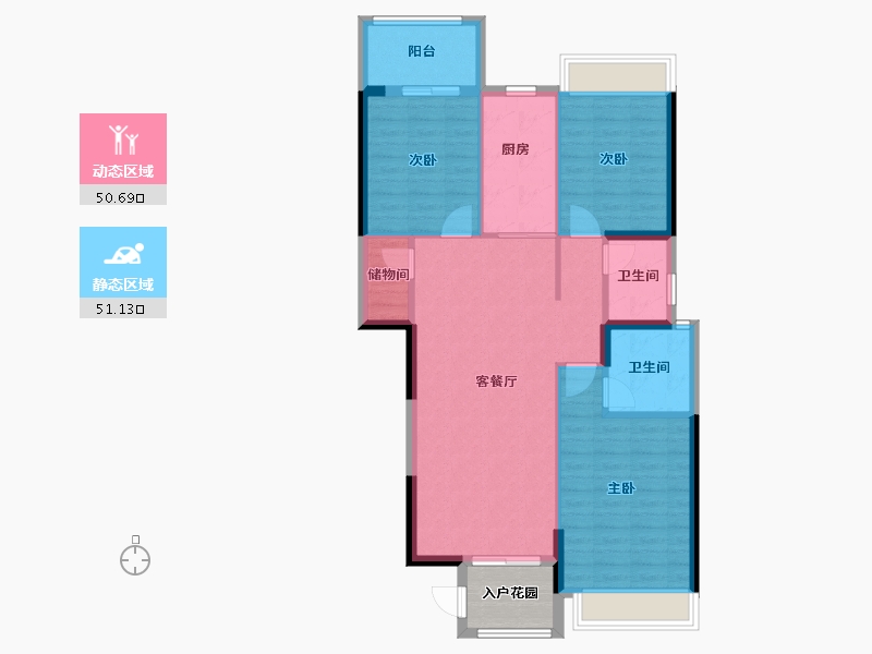 广东省-汕头市-韩景雅居-二期-106.00-户型库-动静分区