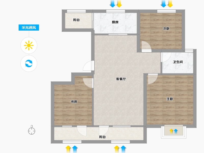 甘肃省-武威市-青岛花园-82.55-户型库-采光通风