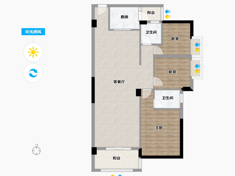 广东省-汕尾市-岁宝华府-98.95-户型库-采光通风