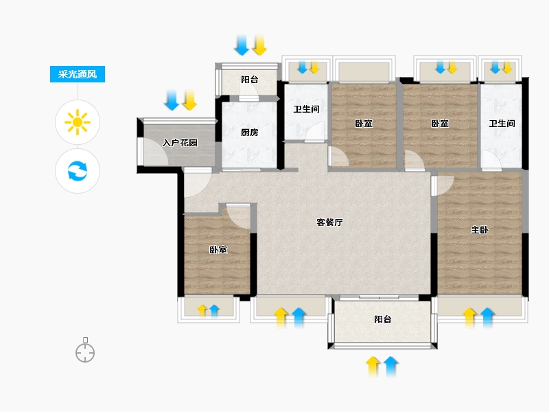 广东省-广州市-富力南驰富颐华庭-108.01-户型库-采光通风