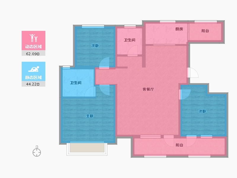 甘肃省-武威市-青岛花园-94.40-户型库-动静分区