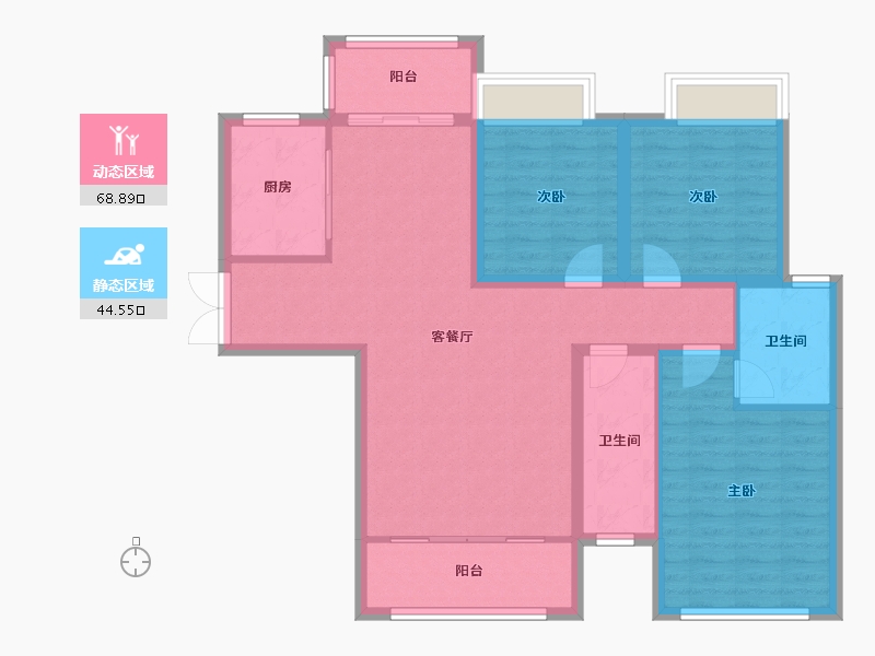 湖南省-湘西土家族苗族自治州-凤凰德馨园-102.13-户型库-动静分区