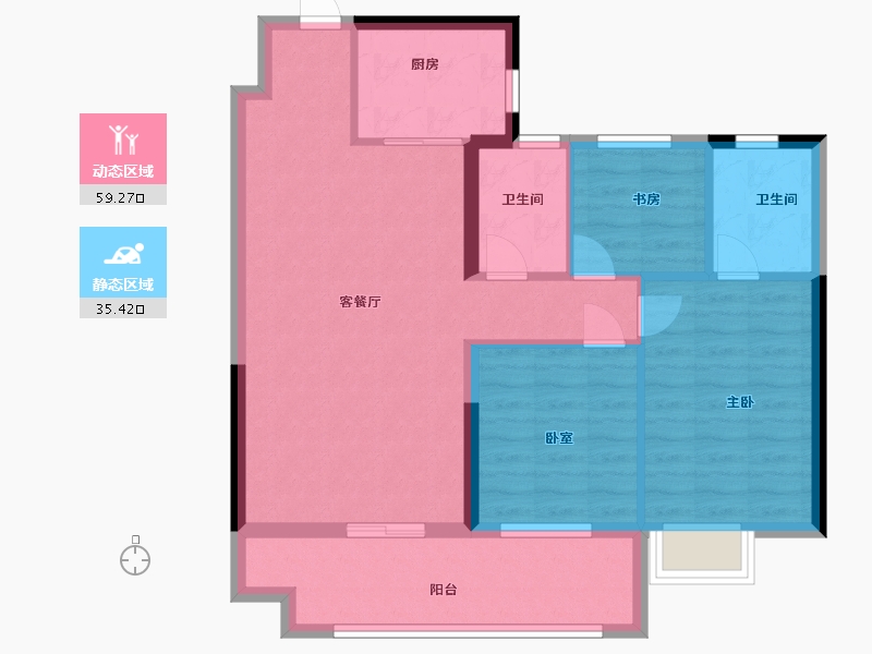 湖北省-孝感市-新城悦隽-85.70-户型库-动静分区