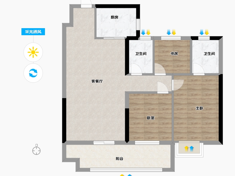 湖北省-孝感市-新城悦隽-85.70-户型库-采光通风