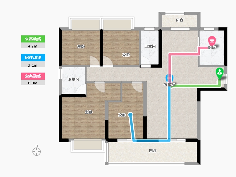 湖南省-长沙市-碧桂园智慧城市-115.00-户型库-动静线