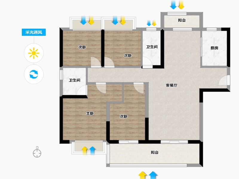 湖南省-长沙市-碧桂园智慧城市-115.00-户型库-采光通风