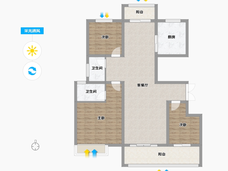 河南省-周口市-扶沟建业山水湖城-112.00-户型库-采光通风