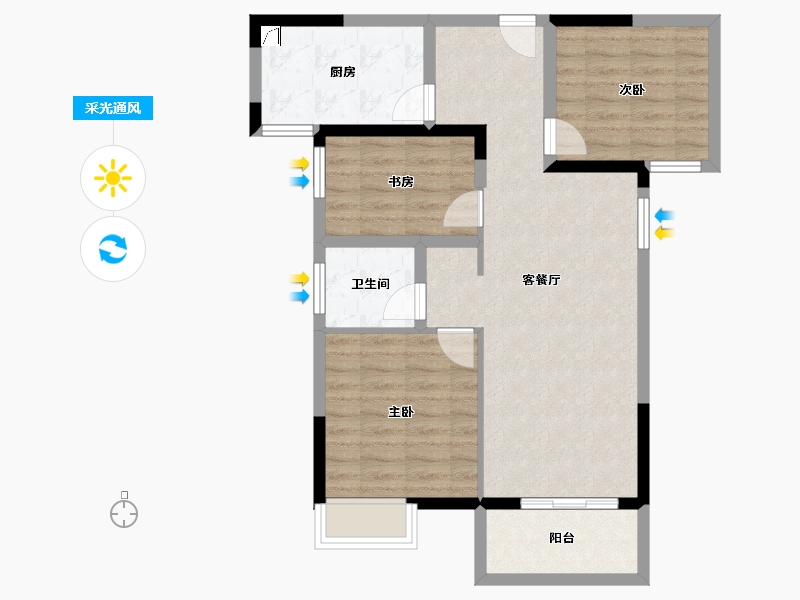 湖北省-武汉市-帝大御琨城-75.91-户型库-采光通风