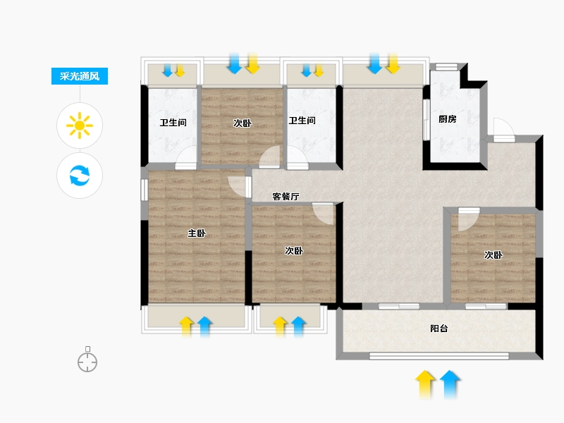 江苏省-南京市-颐和铂岸江璟-104.00-户型库-采光通风