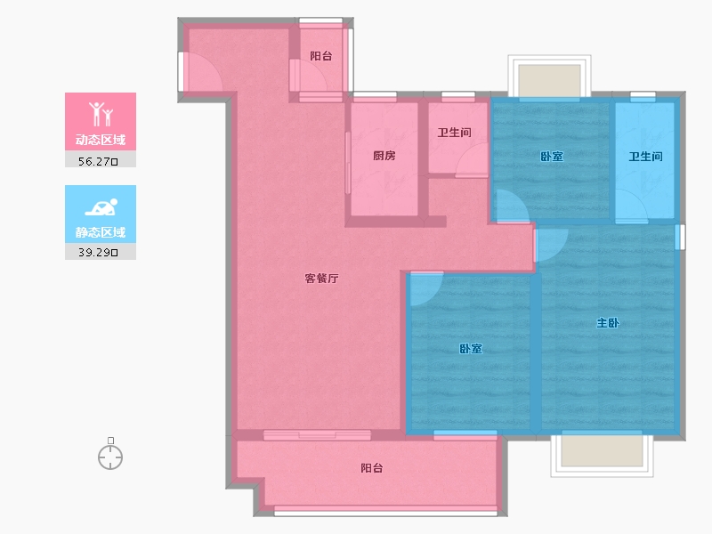 云南省-昭通市-凤凰幸福里-84.80-户型库-动静分区