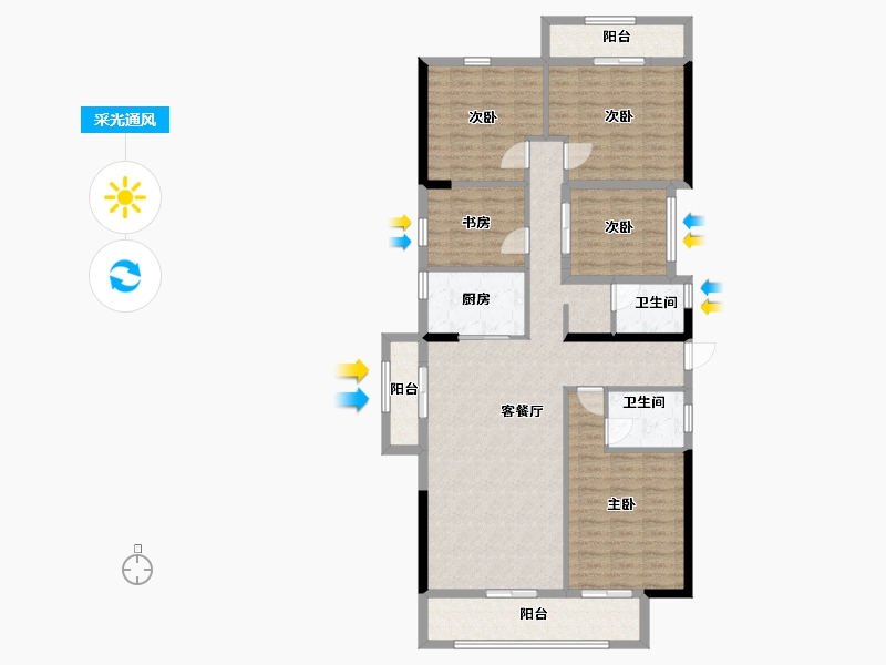 广西壮族自治区-玉林市-广汇城-134.00-户型库-采光通风