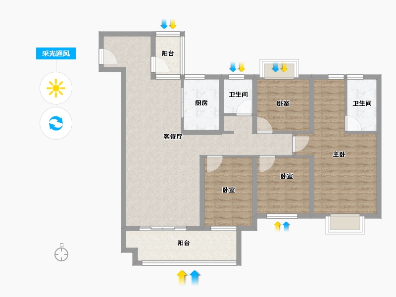 云南省-昭通市-凤凰幸福里-112.00-户型库-采光通风