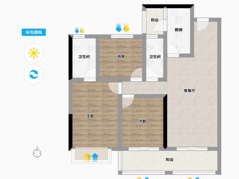 云南省-玉溪市-金科·集美玉溪-81.52-户型库-采光通风