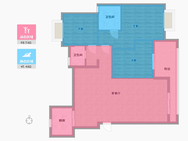 湖北省-武汉市-海赋江城天韵-120.00-户型库-动静分区