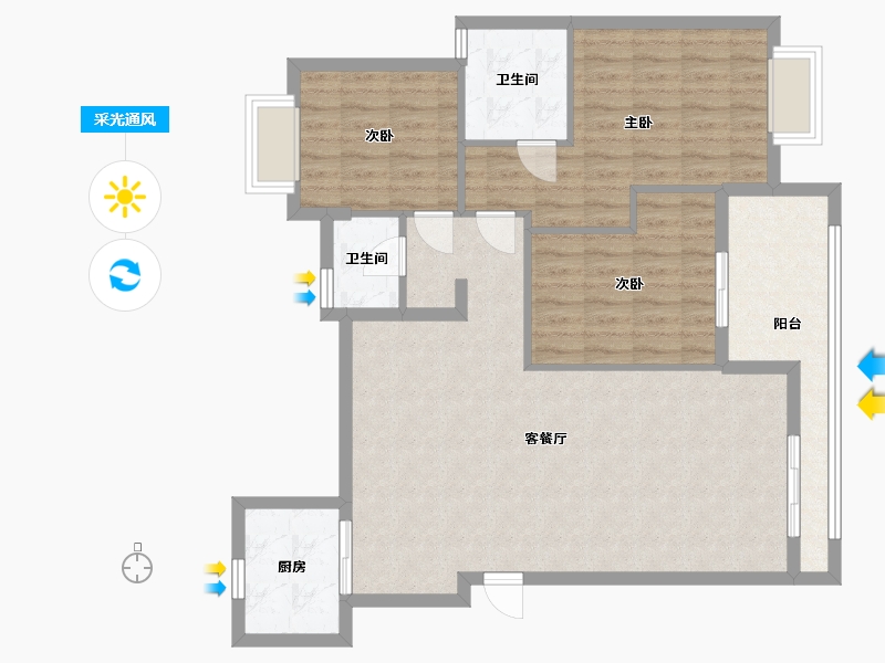 湖北省-武汉市-海赋江城天韵-120.00-户型库-采光通风