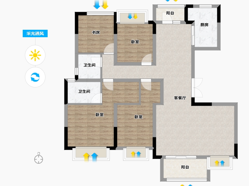 四川省-成都市-电建地产洺悦玺-111.68-户型库-采光通风