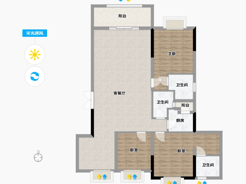 四川省-成都市-堰山河畔1期-128.00-户型库-采光通风