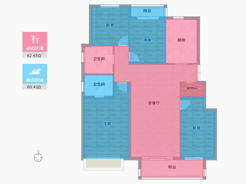 陕西省-延安市-伴山樾谷芳菲里-112.16-户型库-动静分区