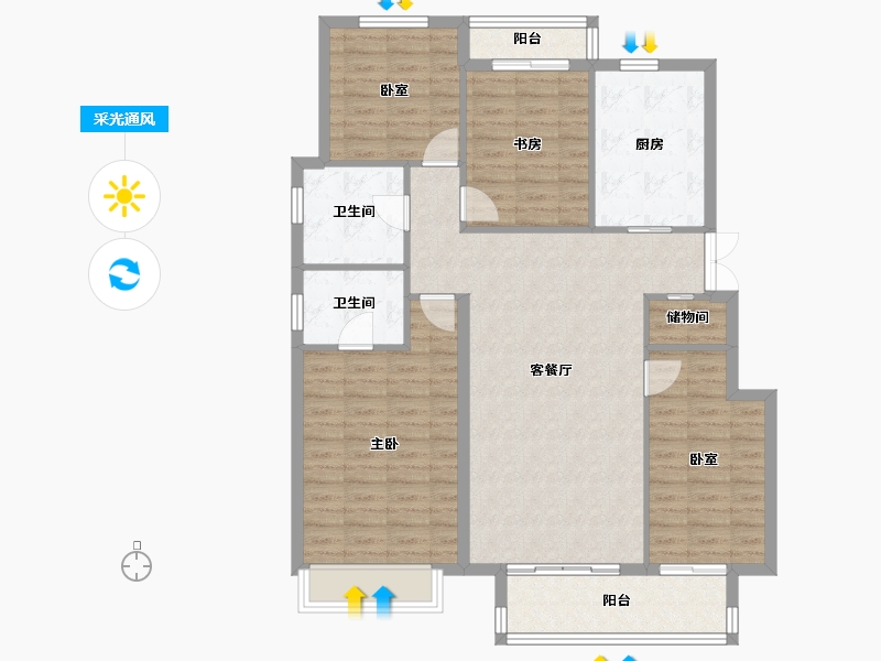 陕西省-延安市-伴山樾谷芳菲里-112.16-户型库-采光通风