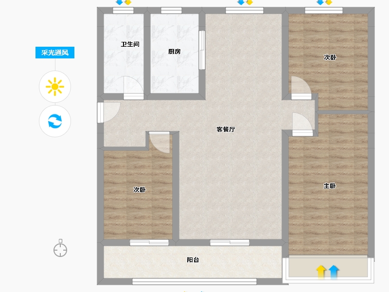 山东省-淄博市-山东省淄博市临淄区闻韶北生活区-103.00-户型库-采光通风