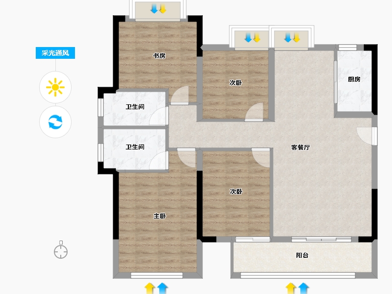 福建省-莆田市-大唐三盛国韵世家三期-102.77-户型库-采光通风