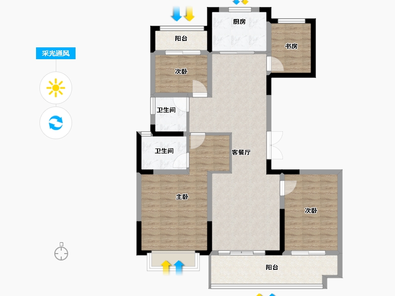 福建省-莆田市-滨海南城府-105.22-户型库-采光通风