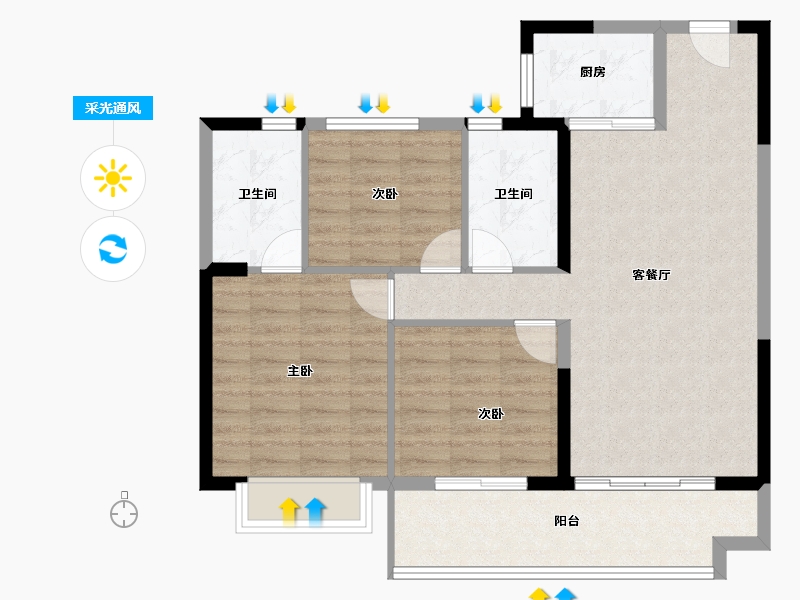 福建省-莆田市-滨海南城府-87.67-户型库-采光通风