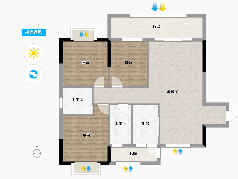 广西壮族自治区-玉林市-天润盛府-98.98-户型库-采光通风